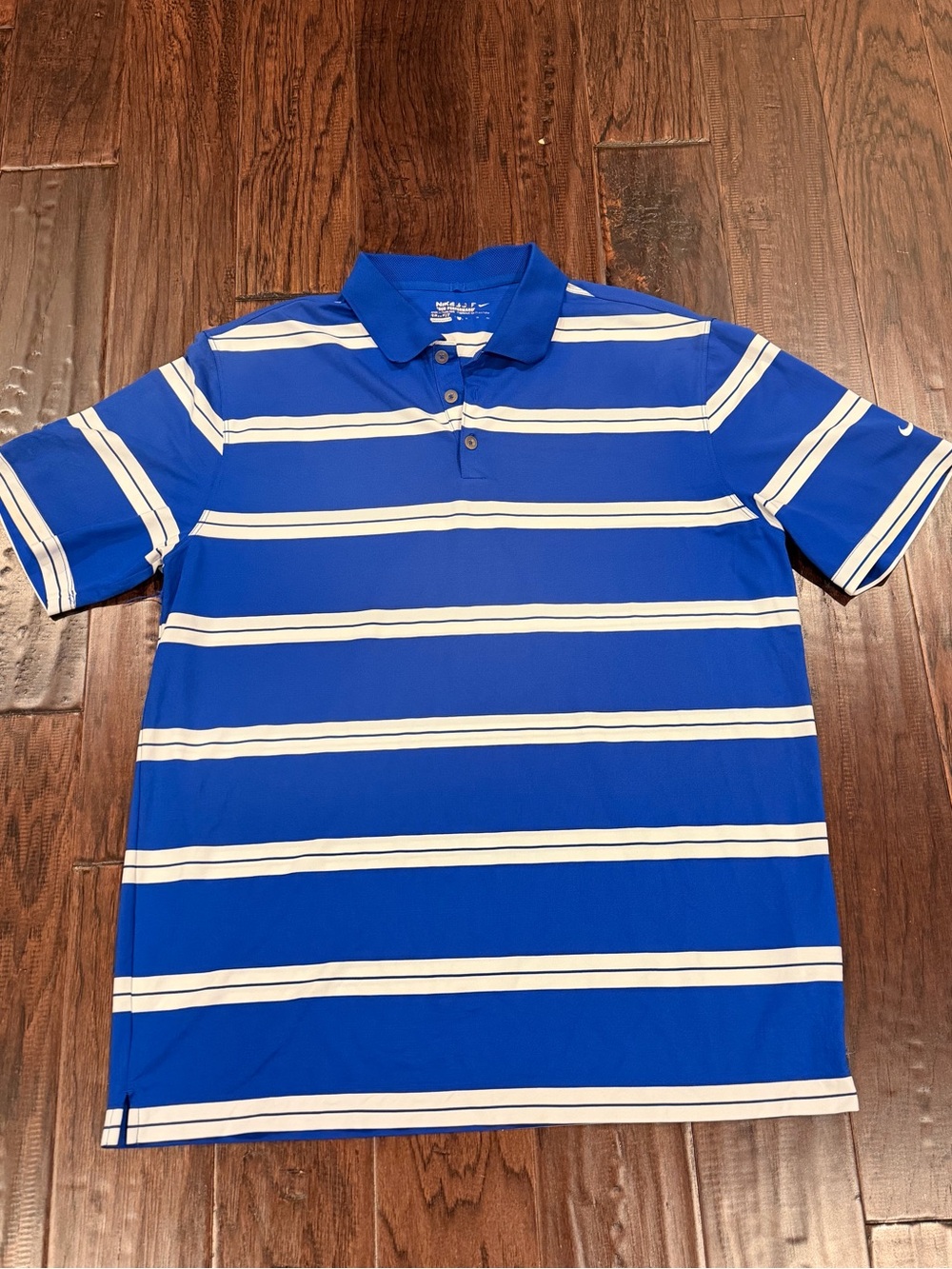 Louisiana Tech Nike Men's Blue Polo with White Horizontal Stripes